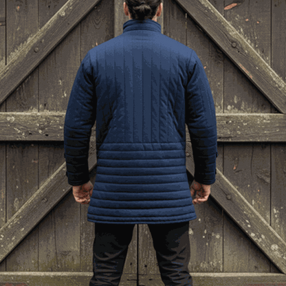 Navy blue quilted gambeson medieval padded tunic for LARP and reenactment