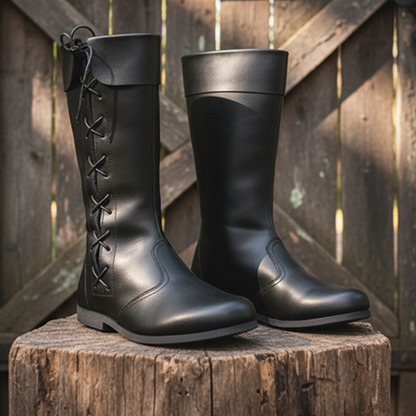 Medieval Leather lises Boots: Ren Faire Viking Pirate Shoes for Halloween events