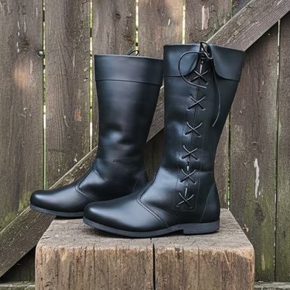 Medieval Leather lises Boots: Ren Faire Viking Pirate Shoes for Halloween events