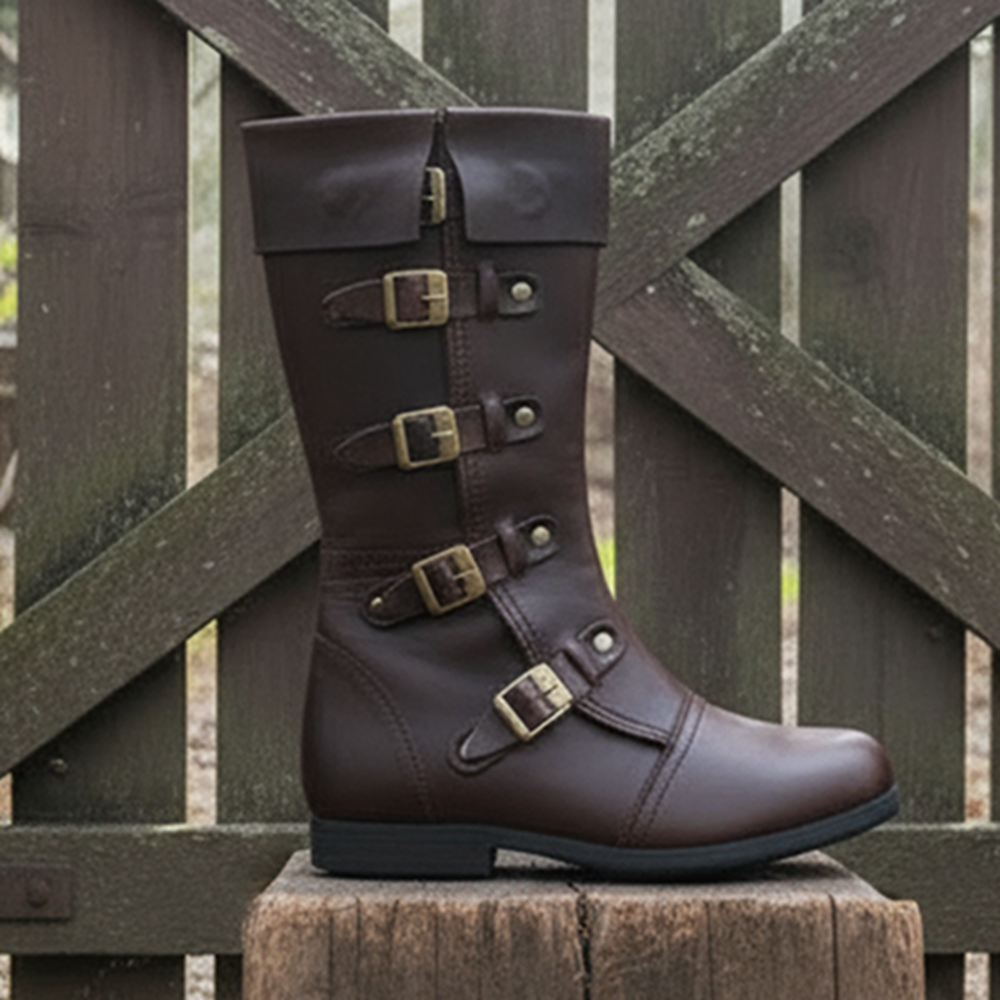 Medieval Renaissance Boots : Viking Pirate Style Ren faire Boots, Brown Reenactments Shoes ,