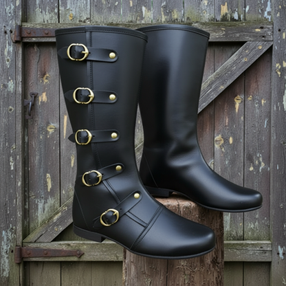 Medieval Leather Boots: Ren Faire Viking Pirate Costume for Halloween Events