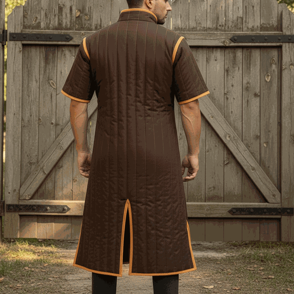 Back side medieval gambeson costume padded armor for LARP reenactment and ren faire