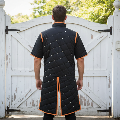Medieval Gambeson With Brown Leather Trim: Ren faire  Costume