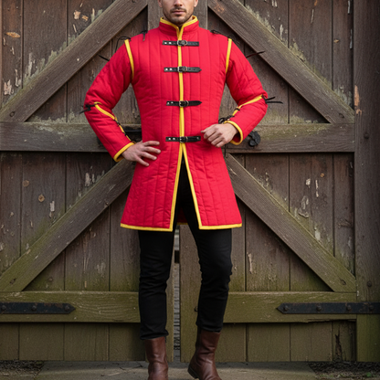 Red Cotton Gambeson – LARP & Renaissance Costume