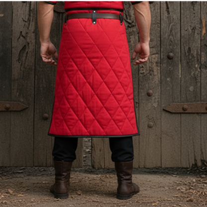 Medieval Gambeson Costume : Brown Leather Trim, Ren faire Armour for event