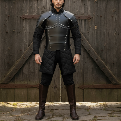 Leather Greek Breastplate Armor with Shoulder Guards | LARP & Reenactment Leather Body Set