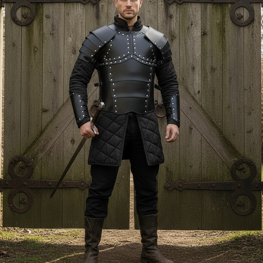 Leather Greek Breastplate Armor with Shoulder Guards | LARP & Reenactment Leather Body Set