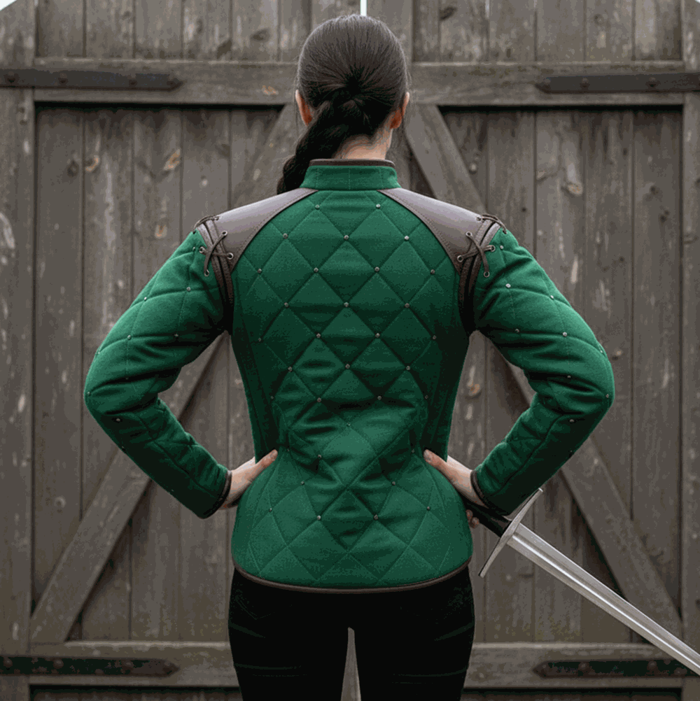 Women medieval gambeson side angle quilted armor LARP clothing