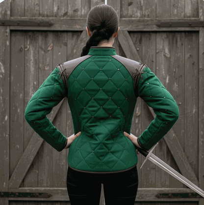 Women medieval gambeson side angle quilted armor LARP clothing