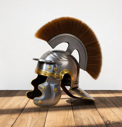 Roman Centurion Helmet : Roman Helmet with Brown Plume